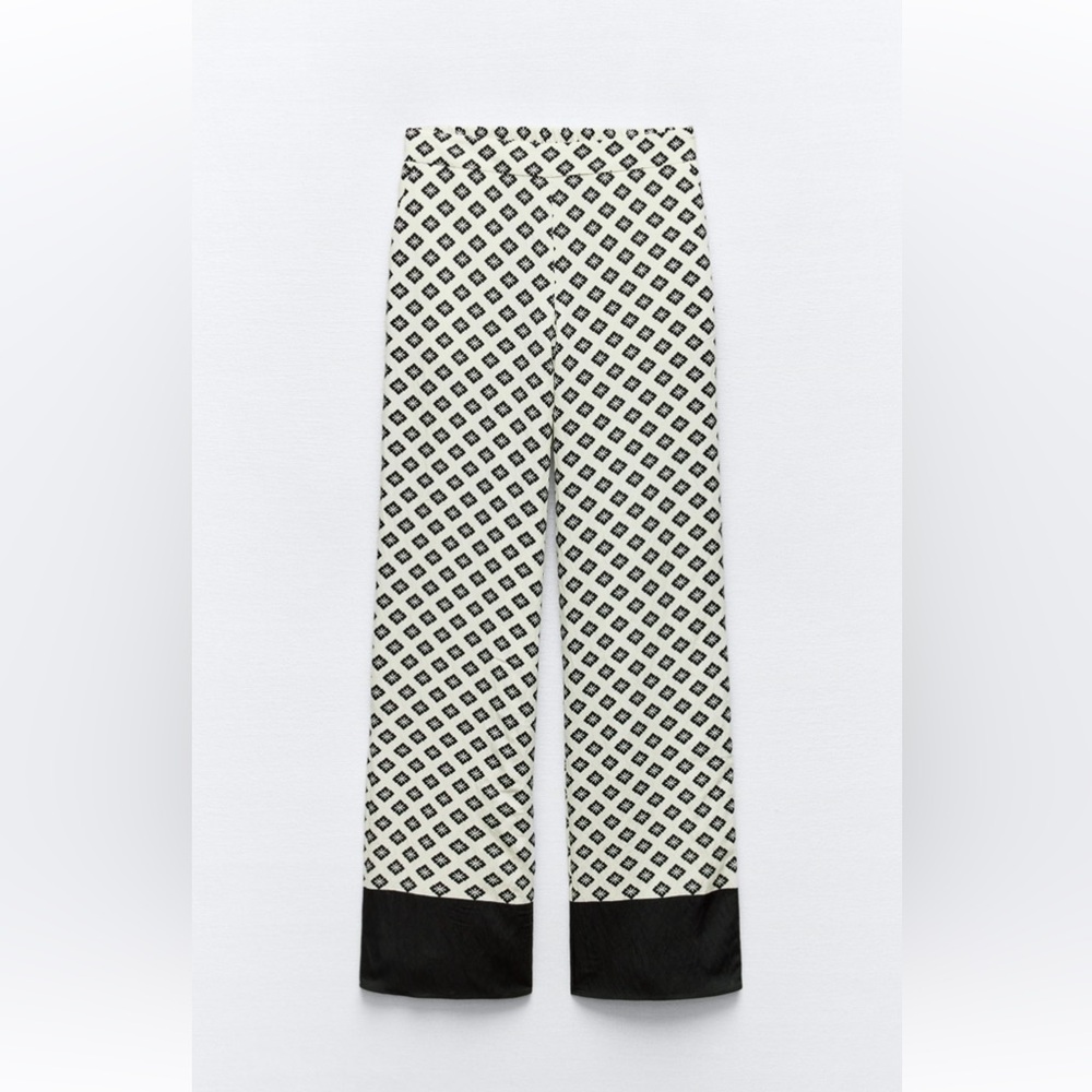 Zara Black and White Patterned Trousers